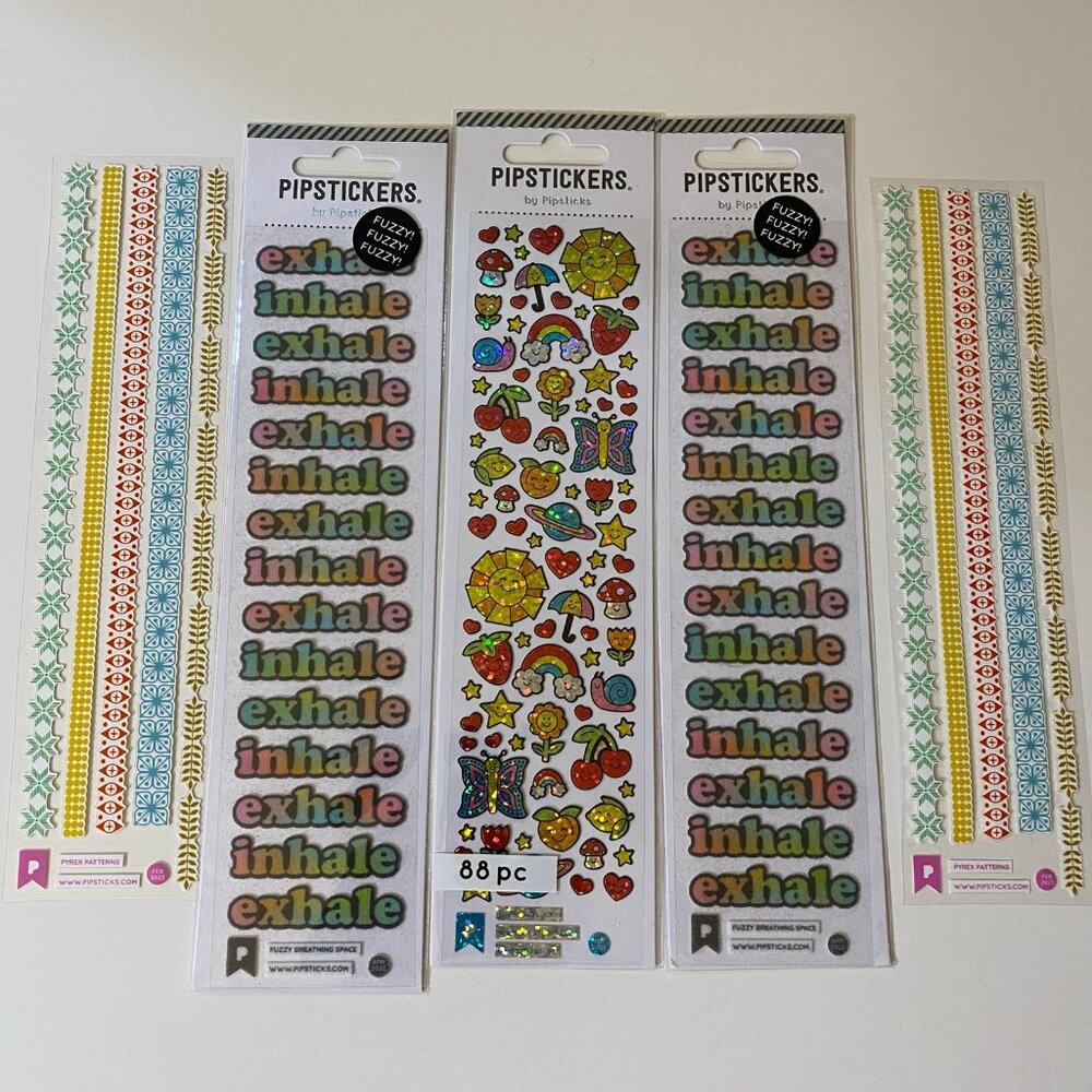 Pipsticks Fuzzy Prism & Borders Stickers Set